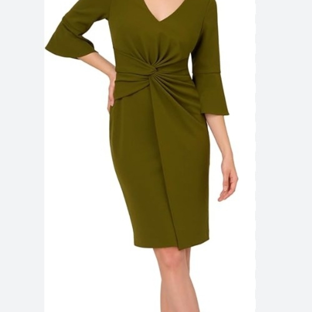 Adrianna Papell Olive Long Sleeve Dress